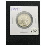 1947 S Washington Silver Quarter Coin