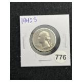 1940 S Washington Silver Quarter Coin