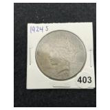 1924 S Peace Silver Dollar Coin