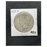 1922 D Peace Silver Dollar Coin