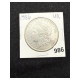 1886 UNC Morgan Silver Dollar Coin