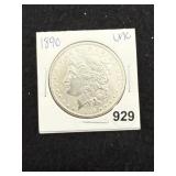 1890 UNC Morgan Silver Dollar Coin