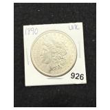 1890 UNC Morgan Silver Dollar Coin