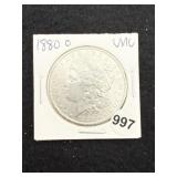 1880 O UNC Morgan Silver Dollar Coin