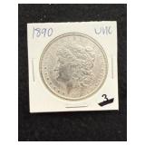 1890 UNC Morgan Silver Dollar Coin