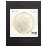 1889 UNC Morgan Silver Dollar Coin