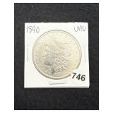 1890 UNC Morgan Silver Dollar Coin