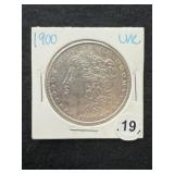1900 UNC Morgan Silver Dollar Coin