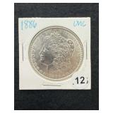 1886 UNC Morgan Silver Dollar Coin