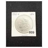 1890 O UNC Morgan Silver Dollar Coin