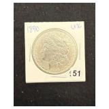 1890 UNC Morgan Silver Dollar Coin