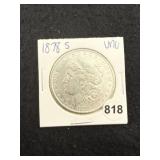 1878 S UNC Morgan Silver Dollar Coin