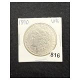 1890 UNC Morgan Silver Dollar Coin
