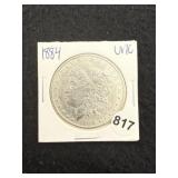 1884 UNC Morgan Silver Dollar Coin