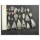 Large Group of Obsidian Point Indian Artifact Arro