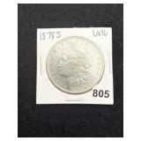 1878 S UNC Morgan Silver Dollar Coin