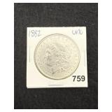 1882 UNC Morgan Silver Dollar Coin