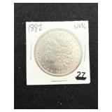 1882 UNC Morgan Silver Dollar Coin