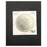 1897 UNC Morgan Silver Dollar Coin