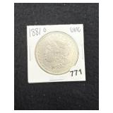 1881 O UNC Morgan Silver Dollar Coin