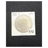 1881 S UNC Morgan Silver Dollar Coin