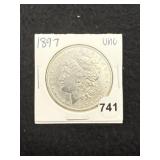 1897 UNC Morgan Silver Dollar Coin