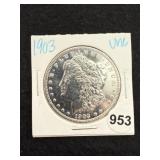 1903 UNC Morgan Silver Dollar Coin