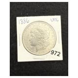 1886 UNC Morgan Silver Dollar Coin