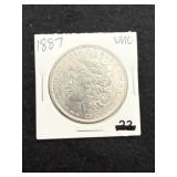 1887 UNC Morgan Silver Dollar Coin