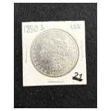 1880 S UNC Morgan Silver Dollar Coin