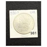1880 S UNC Morgan Silver Dollar Coin
