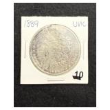 1889 UNC Morgan Silver Dollar Coin