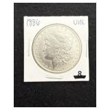1886 UNC Morgan Silver Dollar Coin