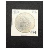 1886 UNC Morgan Silver Dollar Coin