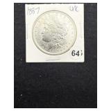 1887 UNC Morgan Silver Dollar Coin