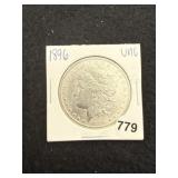 1896 UNC Morgan Silver Dollar Coin