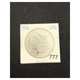 1890 UNC Morgan Silver Dollar Coin