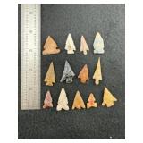 Group of Arrow Points Indian Artifact Arrowhead