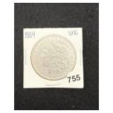 1884 UNC Morgan Silver Dollar Coin