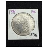 1889 UNC Morgan Silver Dollar Coin