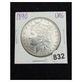 1890 UNC Morgan Silver Dollar Coin