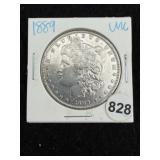 1889 UNC Morgan Silver Dollar Coin