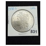 1880 S UNC Morgan Silver Dollar Coin