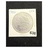 1886 UNC Morgan Silver Dollar Coin