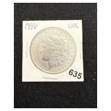 1886 UNC Morgan Silver Dollar Coin