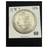 1878 S UNC Morgan Silver Dollar Coin