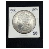 1898 UNC Morgan Silver Dollar Coin