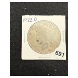 1922 D Peace Silver Dollar Coin