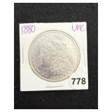 1880 UNC Morgan Silver Dollar Coin
