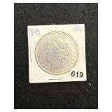 1890 UNC Morgan Silver Dollar Coin